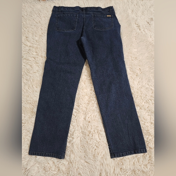 JM Collection Dark Blue Straight Leg Jeans - Picture 2 of 4